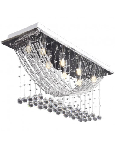 Lampada da Soffitto Bianca con Cristalli di Vetro 8 x G9 29 cm