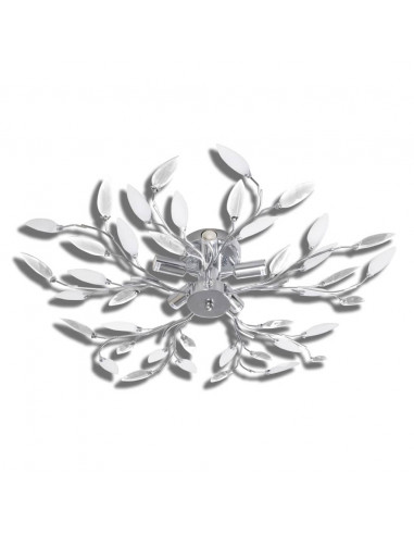 Lampada da Soffitto Bianca Trasparente Cristalli Acrilici 5 E14