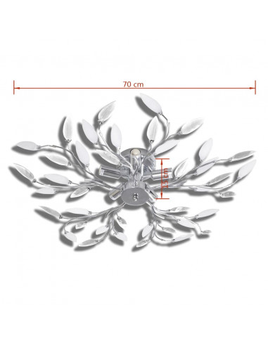 Lampada da Soffitto Bianca Trasparente Cristalli Acrilici 5 E14