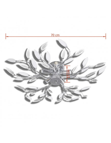 Lampada da Soffitto Bianca Trasparente Cristalli Acrilici 5 E14