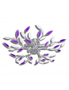 Lampada da Soffitto Bianco e Viola in Cristalli Acrilici 5 E14 2