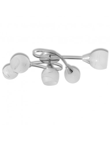 Lampada da Soffitto con Paralume in Vetro per 5 Lampadine E14