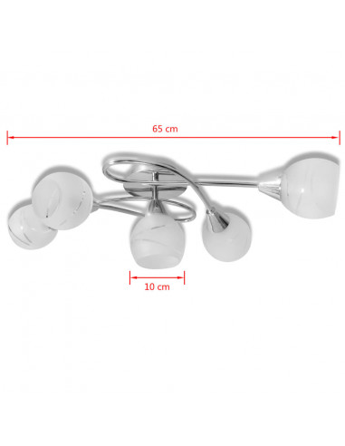 Lampada da Soffitto con Paralume in Vetro per 5 Lampadine E14
