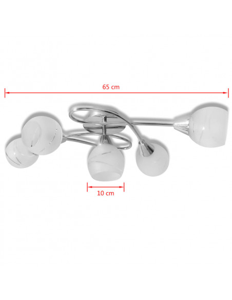 Lampada da Soffitto con Paralume in Vetro per 5 Lampadine E14