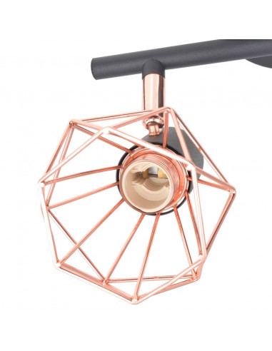 Plafoniera con 2 Faretti E14 Nera e Rame