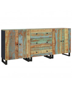 Credenze 3 pz in Legno Massello di Recupero 2