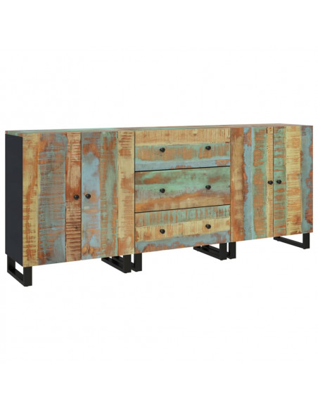 Credenze 3 pz in Legno Massello di Recupero