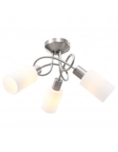 Lampadario Paralume in Ceramica a Cono Bianco 3 Lampadine E14 2