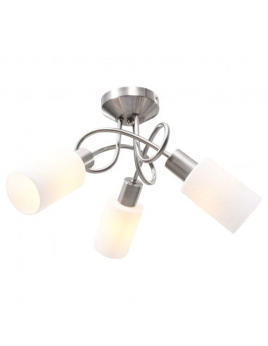 Lampadario Paralume in Ceramica a Cono Bianco 3 Lampadine E14