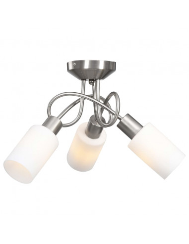 Lampadario Paralume in Ceramica a Cono Bianco 3 Lampadine E14