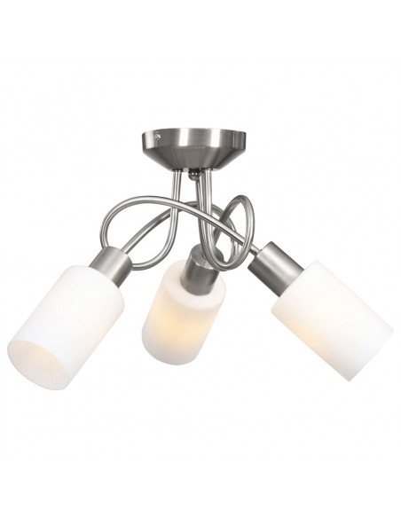 Lampadario Paralume in Ceramica a Cono Bianco 3 Lampadine E14