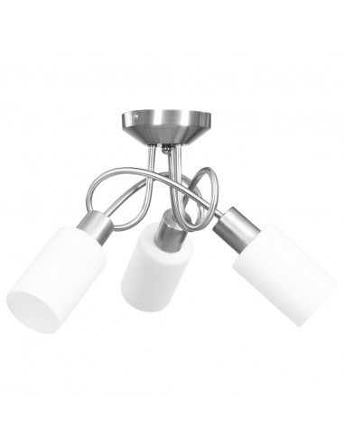 Lampadario Paralume in Ceramica a Cono Bianco 3 Lampadine E14