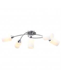 Lampadario Paralumi in Ceramica 5 Lampadine E14 Bianco a Cono 2