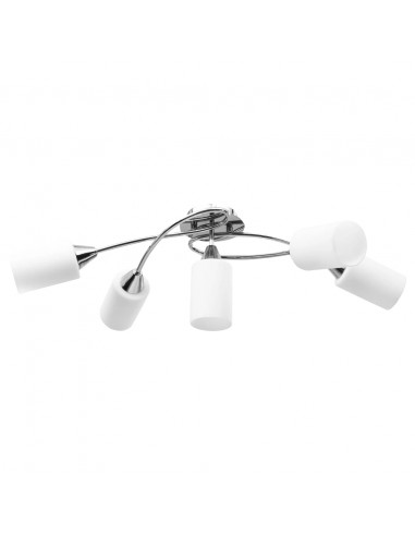 Lampadario Paralumi in Ceramica 5 Lampadine E14 Bianco a Cono