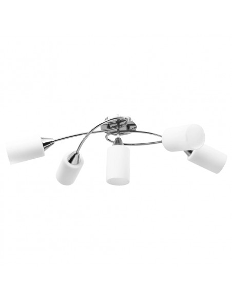 Lampadario Paralumi in Ceramica 5 Lampadine E14 Bianco a Cono
