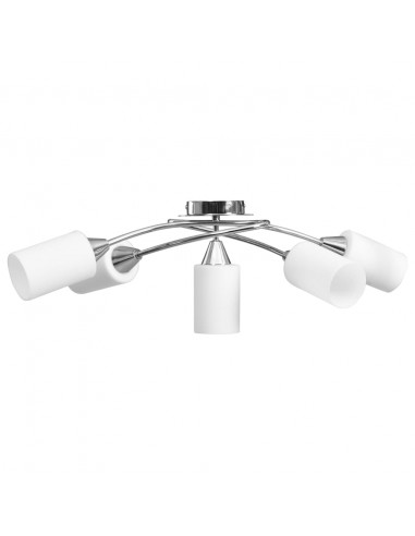 Lampadario Paralumi in Ceramica 5 Lampadine E14 Bianco a Cono