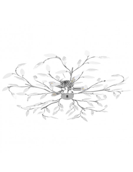 Lampadario Foglie e Bracci in Cristallo Acrilico 5 E14 Bianco