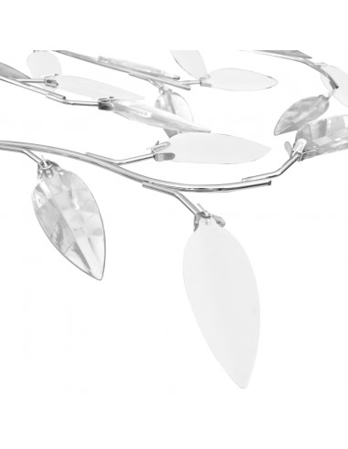 Lampadario Foglie e Bracci in Cristallo Acrilico 5 E14 Bianco