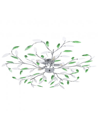 Lampadario Foglie e Bracci in Cristallo Acrilico 5 E14 Verde