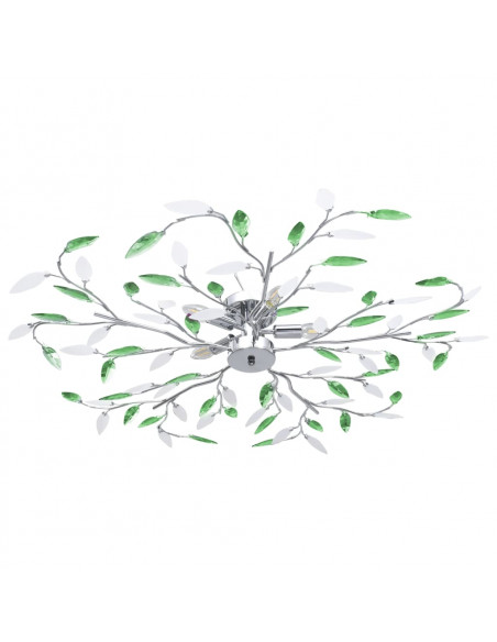 Lampadario Foglie e Bracci in Cristallo Acrilico 5 E14 Verde