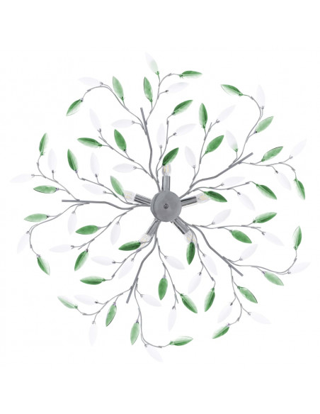 Lampadario Foglie e Bracci in Cristallo Acrilico 5 E14 Verde
