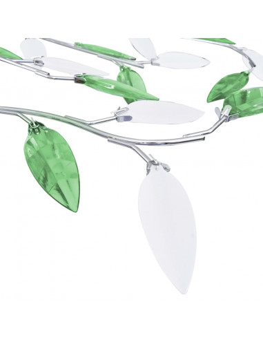 Lampadario Foglie e Bracci in Cristallo Acrilico 5 E14 Verde