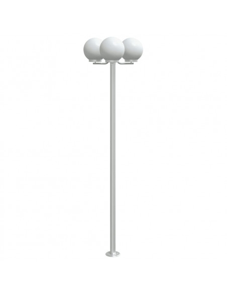 Lampade da Terra per Esterni 3pz Argento 215cm in Acciaio Inox