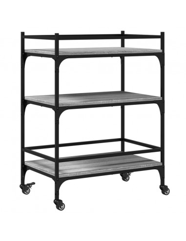 Carrello da Cucina Grigio Sonoma 65x40x86,5cm Legno Multistrato