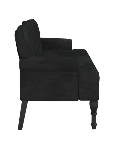 Panca con Schienale Nera 119,5x64,5x75 cm in Velluto