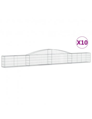 Cesti Gabbioni ad Arco 10 pz 400x30x40/60 cm Ferro Zincato