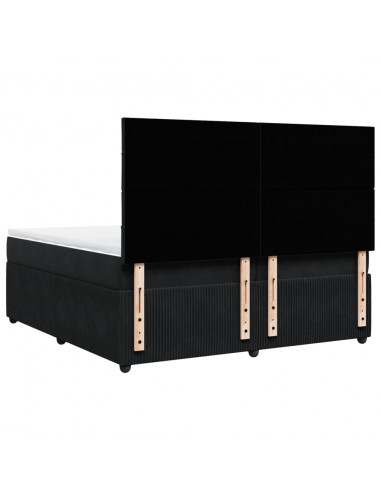 Giroletto a Molle con Materasso Nero 200x200 cm in Velluto