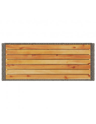 Carrello da Bar 3 Livelli Grigio Polyrattan e Massello Acacia