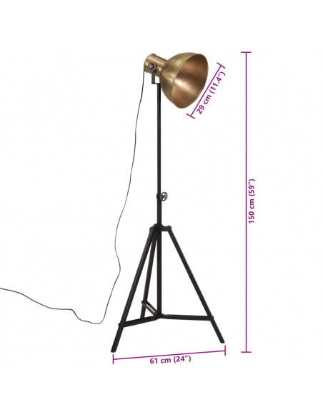Lampada da Terra 25 W Ottone Anticato 61x61x90/150 cm E27