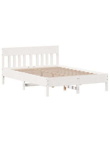 Giroletto con Testiera Bianco 135x190 cm Legno Massello di Pino