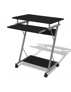 Scrivania per Computer con Ripiano Estraibile Nero 2