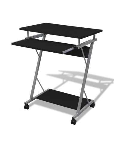 Scrivania per Computer con Ripiano Estraibile Nero