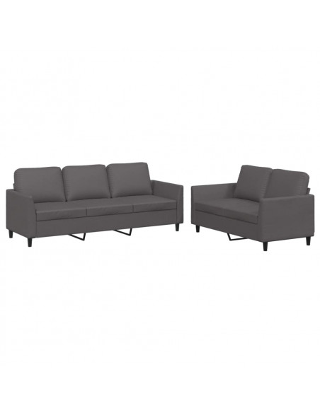 Set di Divani 2 pz con Cuscini Grigio in Similpelle