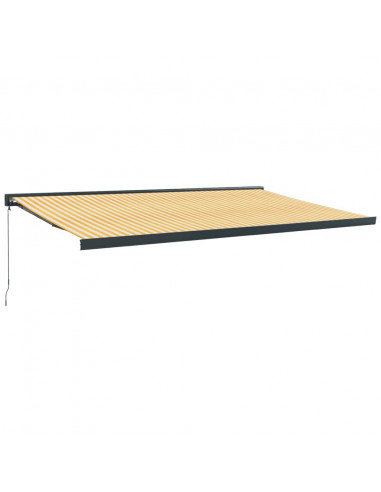 Tenda Sole Retrattile Gialla e Bianca 5x3 m Tessuto e Alluminio