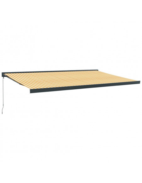 Tenda Sole Retrattile Gialla e Bianca 5x3 m Tessuto e Alluminio
