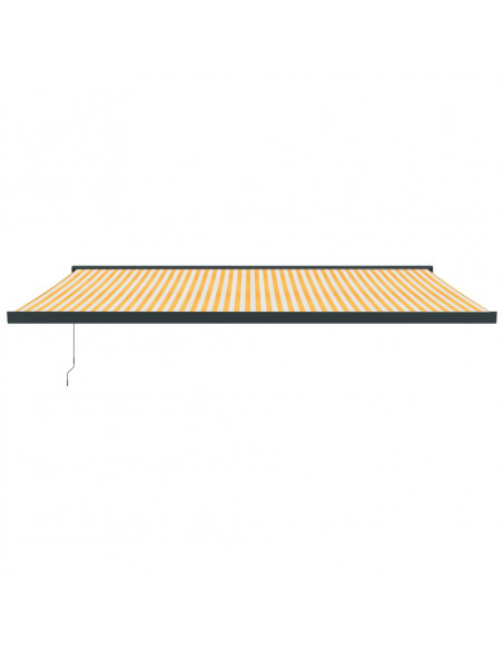 Tenda Sole Retrattile Gialla e Bianca 5x3 m Tessuto e Alluminio