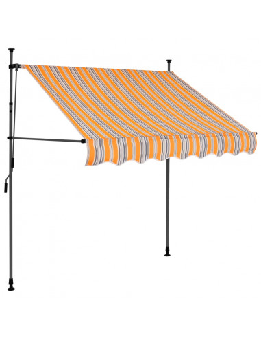 Tenda da Sole Retrattile Manuale con LED 150 cm Gialla e Blu