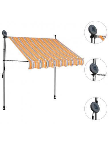 Tenda da Sole Retrattile Manuale con LED 150 cm Gialla e Blu