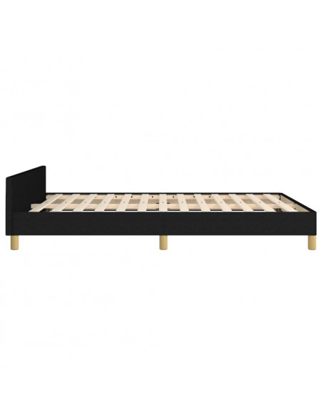 Giroletto con Testiera Nero 140x190 cm in Tessuto