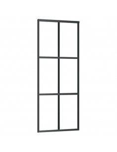 Porta Scorrevole in Vetro ESG e Alluminio 76x205 cm Nera 2