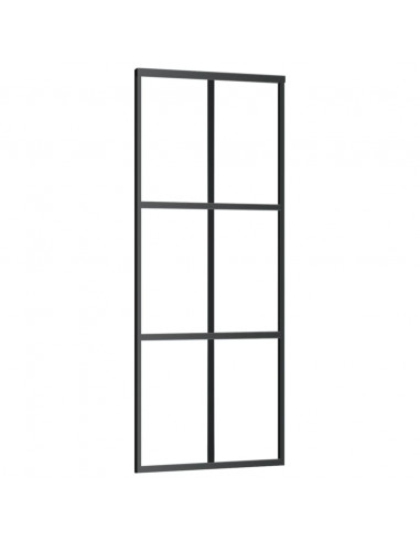 Porta Scorrevole in Vetro ESG e Alluminio 76x205 cm Nera