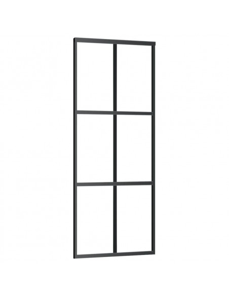 Porta Scorrevole in Vetro ESG e Alluminio 76x205 cm Nera