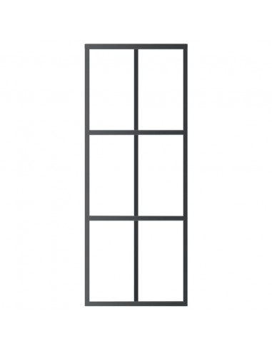 Porta Scorrevole in Vetro ESG e Alluminio 76x205 cm Nera