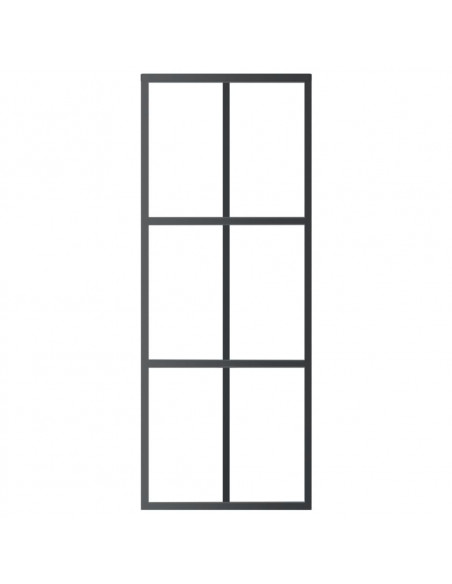 Porta Scorrevole in Vetro ESG e Alluminio 76x205 cm Nera