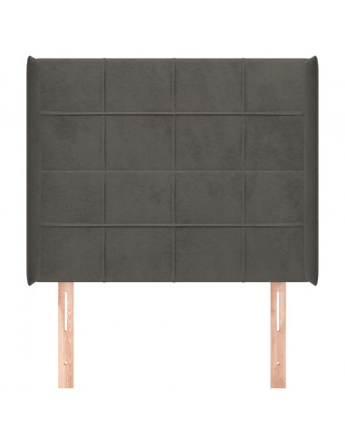 Testiera ad Orecchio Grigio Scuro 83x16x118/128 cm in Velluto