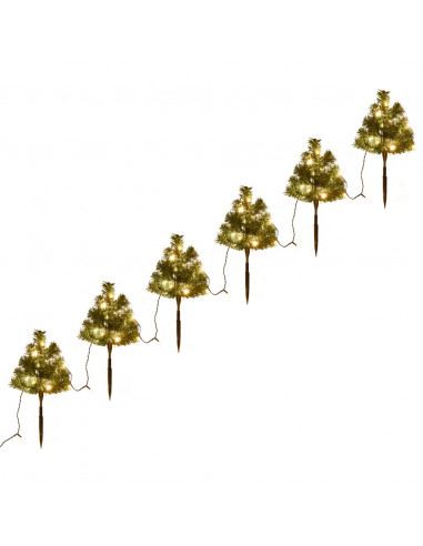 Sentiero Alberi di Natale 6 pz con LED Bianco Caldo 45 cm PVC